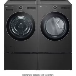 LG - 7.4 Cu. Ft. Stackable Smart Electric Dryer With TurboSteam - Black Steel -Appliance Shop 82687d49 5ed5 5a30 a33d 265fb5aca693