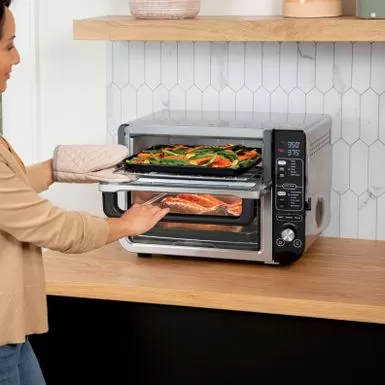 Ninja - 12-in-1 Smart Double Oven, FlexDoor, Smart Thermometer, Smart Finish, Rapid Top Oven, Convection & Air Fry Bottom Oven - Stainless Steel/Black 5 Ninja - 12-in-1 Smart Double Oven, FlexDoor, Smart Thermometer, Smart Finish, Rapid Top Oven, Convection & Air Fry Bottom Oven - Stainless Steel/Black - Image 3