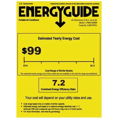 LG 8,000 BTU Portable Air Conditioner (12,000 BTU ASHRAE) 9 LG 8,000 BTU Portable Air Conditioner (12,000 BTU ASHRAE) - Image 7