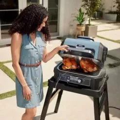 Ninja - Woodfire ProConnect Premium XL Outdoor 7-in-1 Grill & Smoker, App Enabled, Air Fryer, 2 Built-In Thermometers - Blue -Appliance Shop 841aa455 810c 5167 80e3 f8827cfaccda