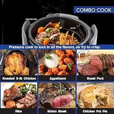 NuWave Duet Air Fryer, Electric Pressure Cooker & Grill Combo, 540 IN 1 Multicooker With 3 Removable Lids That Slow Cook, Sears, Sauts, 18/10 SS Pot, Sure-Lock Safety Tech & 10 Deluxe Accessories 7 NuWave Duet Air Fryer, Electric Pressure Cooker & Grill Combo, 540 IN 1 Multicooker With 3 Removable Lids That Slow Cook, Sears, Sauts, 18/10 SS Pot, Sure-Lock Safety Tech & 10 Deluxe Accessories - Image 5