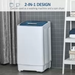 HOMCOM 2-In-1 Washing Machine And Spin Dryer, Automatic Portable Washer With Wheels, 10 Lb. Capacity - 18" X 18.5" X 32.75" - 18" X 18.5" X 32.75" - White -Appliance Shop 8c47c513 31dd 4f59 8d7b 3c224d7de1b7