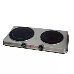 MegaChef Portable Dual Vitro-Ceramic Infrared Cooktop - Hot Plate - 2 - Silver