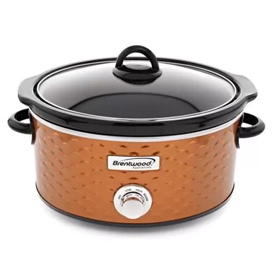 Brentwood Scallop Pattern 4.5 Quart Slow Cooker In Copper - Orange 3 Brentwood Scallop Pattern 4.5 Quart Slow Cooker In Copper - Orange
