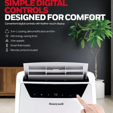 Honeywell - Classic 700 Sq. Ft. Portable Air Conditioner With Dehumidifier - White 4 Honeywell - Classic 700 Sq. Ft. Portable Air Conditioner With Dehumidifier - White - Image 2