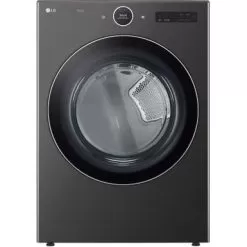 LG - 7.4 Cu. Ft. Stackable Smart Electric Dryer With TurboSteam - Black Steel