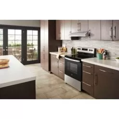 Whirlpool - 5.3 Cu. Ft. Freestanding Electric Range With Keep Warm Setting - Stainless Steel -Appliance Shop 96579d26 333c 5fb5 8c33 9d72be293d3c