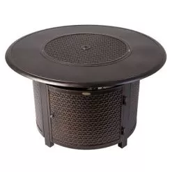 Fire Sense - Weyland Round Aluminum LPG Fire Pit - Antique Bronze
