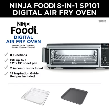 Ninja - Foodi 8-in-1 Digital Air Fry Oven, Toaster, Flip-Away Storage, Dehydrate, Keep Warm - Stainless Steel/Black 14 Ninja - Foodi 8-in-1 Digital Air Fry Oven, Toaster, Flip-Away Storage, Dehydrate, Keep Warm - Stainless Steel/Black - Image 12