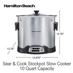 Hamilton Beach - 10qt Sear & Cook Stockpot Slow Cooker Silver -Appliance Shop ad6bf007 2917 4649 b1bc 4fb2196cc59e