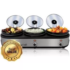 MegaChef Buffet Server Slow Cooker With Triple 2.5 Quart Cooking Pots - Silver -Appliance Shop ad8998fb ce2c 4611 98fd 50289c1a2a19