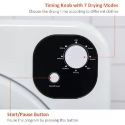 HOMCOM Compact Laundry Dryer Machine, 1300W, 3.22 Cu. Ft. Electric Portable Clothes Dryer With 7 Drying Modes - 23.5" X 20" X 27.5" - White -Appliance Shop af8e30e3 d24c 4b89 813c 53e0e80f364e