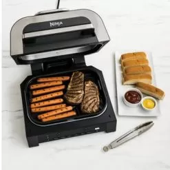 Ninja - Foodi Smart XL 6-in-1 Countertop Indoor Grill With Smart Cook System, 4-quart Air Fryer - Dark Grey/Stainless -Appliance Shop b141e527 54d3 5571 8140 98187352be2f