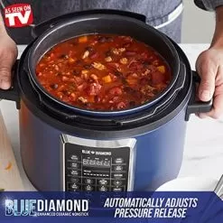 Blue Diamond Ceramic Nonstick, 16-in-1 6QT Electric Pressure Cooker, Slow Cooker, Rice Cooker, Yogurt Maker, Saute, Steamer And More, Programable, Dishwasher Safe Pot, PFAS-Free, Blue -Appliance Shop b2e635c4 026a 4489 80c5 0e37ca7ce8e6