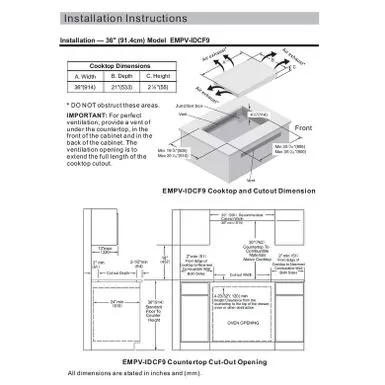 2 Piece Kitchen Appliances Packages Including 36" Induction Cooktop And 36" Island Range Hood - Black 5 2 Piece Kitchen Appliances Packages Including 36" Induction Cooktop And 36" Island Range Hood - Black - Image 3