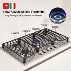 Gasland Chef 36" Built-in Gas Stovetop Stainless Steel 5 Italy Sabaf Burner NG/LPG Convertible Gas Cooktop,CSA Certification - Black -Appliance Shop b44f8428 220c 4446 b972 d05f47579d45