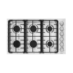 36-in Built-in Gas Cooktop With 6 Sealed Burners In Stainless Steel - LPG Convertible - 6000-BTUs Simmer Burner - Stainless Steel