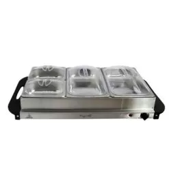 MegaChef Buffet Server & Food Warmer With 3 Sectional Trays - Electric - 3 - Silver -Appliance Shop b5e692e7 50f3 4b03 af8f a01966d6090a