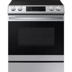 Samsung - 6.3 Cu. Ft. Front Control Slide-In Electric Convection Range With Air Fry & Wi-Fi, Fingerprint Resistant - Stainless Steel