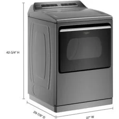 Whirlpool - 7.4 Cu. Ft. Smart Electric Dryer With Steam And Advanced Moisture Sensing - Chrome Shadow -Appliance Shop b8e234a8 cd46 590b a7aa e1543287e0ab