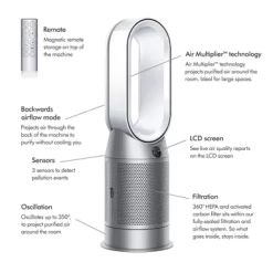 Dyson - Purifier Hot+Cool - HP07 - Smart Tower Air Purifier, Heater And Fan - White/Silver -Appliance Shop c041b160 32ef 40aa b824 f90a53894088