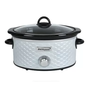 Brentwood Scallop Pattern 4.5 Quart Slow Cooker - White 3 Brentwood Scallop Pattern 4.5 Quart Slow Cooker - White