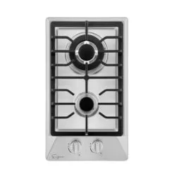 12 In. Gas Cooktop 2 Sealed Burners LPG Convertible Stove In Stainless Steel - Silver