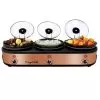 MegaChef 3 Set 2.5Qt Slow Cooker Server Copper/Black With Ceramic Pots - Black