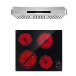2 Piece Kitchen Appliances Packages Including 24" Radiant Electric Cooktop And 30" Under Cabinet Range Hood - 24"
