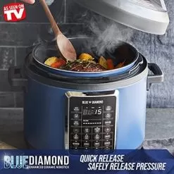 Blue Diamond Ceramic Nonstick, 16-in-1 6QT Electric Pressure Cooker, Slow Cooker, Rice Cooker, Yogurt Maker, Saute, Steamer And More, Programable, Dishwasher Safe Pot, PFAS-Free, Blue -Appliance Shop d04f5a26 d36e 4ec7 afeb 85185be46c0d