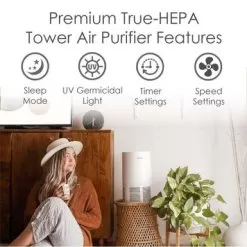 Crane True HEPA Air Purifier With UV Light For Rooms Up To 300 Sq. Ft. - White -Appliance Shop d10df457 5e6e 4047 bfa8 69c683211007