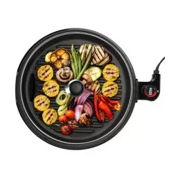 Elite Gourmet - 12" Deluxe Indoor Grill W Tempered Glass Lid, Stainless Steel - Black -Appliance Shop d12ae5bb 4e03 51a0 b0a7 5687475cee43