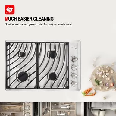 Gasland Chef 30" Built-in Gas Cooktop Stainless Steel 4 Italy Sabaf Burner NG/LPG Convertible Gas Stovetop - Black 8 Gasland Chef 30" Built-in Gas Cooktop Stainless Steel 4 Italy Sabaf Burner NG/LPG Convertible Gas Stovetop - Black - Image 6