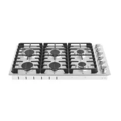 36-in Built-in Gas Cooktop With 6 Sealed Burners In Stainless Steel - LPG Convertible - 6000-BTUs Simmer Burner - Stainless Steel -Appliance Shop d522b82e ea56 4c6a 8d3c cd4714226848
