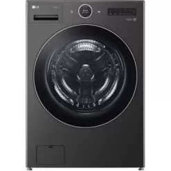 LG - 5.0 Cu. Ft. High-Efficiency Stackable Smart Front Load Washer With Steam And TurboWash 360 - Black Steel