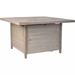 Fire Sense - Langhorne Square Aluminum LPG Fire Pit - Barnwood