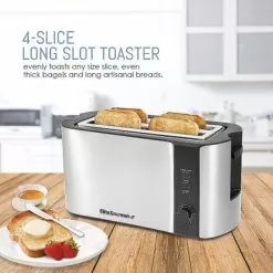 Elite Gourmet - 4 Slice Long Slot Toaster - Stainless Steel