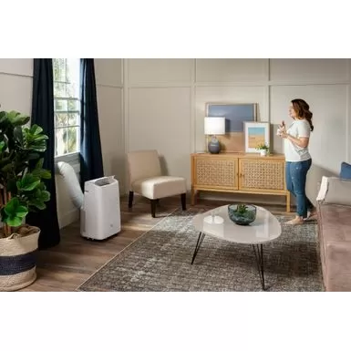 GE - 450 Sq. Ft. 11,000 BTU Smart Portable Air Conditioner With WiFi And Remote - White 5 GE - 450 Sq. Ft. 11,000 BTU Smart Portable Air Conditioner With WiFi And Remote - White - Image 3