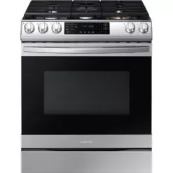 Samsung - 6.0 Cu. Ft. Front Control Slide-In Gas Convection Range With Air Fry & Wi-Fi, Fingerprint Resistant - Stainless Steel