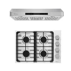 2 Piece Kitchen Appliances Packages Including 30" Gas Cooktop And 36" Under Cabinet Range Hood - 30"