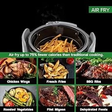 NuWave Duet Air Fryer, Electric Pressure Cooker & Grill Combo, 540 IN 1 Multicooker With 3 Removable Lids That Slow Cook, Sears, Sauts, 18/10 SS Pot, Sure-Lock Safety Tech & 10 Deluxe Accessories 5 NuWave Duet Air Fryer, Electric Pressure Cooker & Grill Combo, 540 IN 1 Multicooker With 3 Removable Lids That Slow Cook, Sears, Sauts, 18/10 SS Pot, Sure-Lock Safety Tech & 10 Deluxe Accessories - Image 3