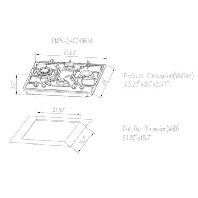 2 Piece Kitchen Appliances Packages Including 24" Gas Cooktop And 30" Wall Mount Range Hood - Silver 5 2 Piece Kitchen Appliances Packages Including 24" Gas Cooktop And 30" Wall Mount Range Hood - Silver - Image 3