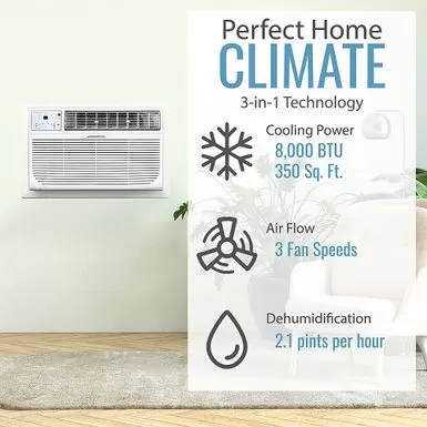 Keystone - Energy Star 8,000 BTU 115V Through-the-Wall Air Conditioner With Follow Me LCD Remote Control - White 4 Keystone - Energy Star 8,000 BTU 115V Through-the-Wall Air Conditioner With Follow Me LCD Remote Control - White - Image 2
