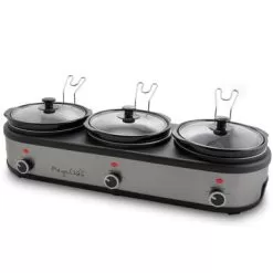 MegaChef Buffet Server Slow Cooker With Triple 2.5 Quart Cooking Pots - Silver -Appliance Shop e7732e3b efd2 4192 9ae4 85303a90c0e7