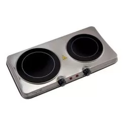 MegaChef Portable Dual Vitro-Ceramic Infrared Cooktop - Hot Plate - 2 - Silver -Appliance Shop ec2624b5 b142 407b 8315 b52e5f38499c