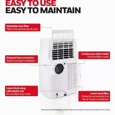 Honeywell - Classic 700 Sq. Ft. Portable Air Conditioner With Dehumidifier - White 5 Honeywell - Classic 700 Sq. Ft. Portable Air Conditioner With Dehumidifier - White - Image 3