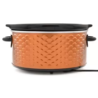 Brentwood Scallop Pattern 4.5 Quart Slow Cooker In Copper - Orange 6 Brentwood Scallop Pattern 4.5 Quart Slow Cooker In Copper - Orange - Image 4