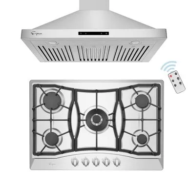 2 Piece Kitchen Appliances Packages Including 30" Gas Cooktop And 36" Wall Mount Range Hood - Silver 3 2 Piece Kitchen Appliances Packages Including 30" Gas Cooktop And 36" Wall Mount Range Hood - Silver