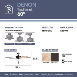 Prominence Home Denon 60 Inch Espresso Bronze Indoor LED Ceiling Fan -Appliance Shop f747d564 569d 482f 9c77 5aa1cb598d05