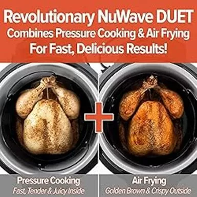 NuWave Duet Electric Pressure Cooker & Air Fryer Combo, 450 IN 1 Slow Cooker & Grill With Integrated Digital Temp Probe, 6qt SS Pot, Adjustable High/Low Pressure, Built-in Sure-Lock Safety Tech 6 NuWave Duet Electric Pressure Cooker & Air Fryer Combo, 450 IN 1 Slow Cooker & Grill With Integrated Digital Temp Probe, 6qt SS Pot, Adjustable High/Low Pressure, Built-in Sure-Lock Safety Tech - Image 4